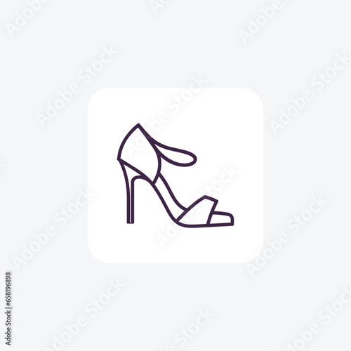 Womens peep toe shoes and footwear line Icon set isolated on white background line vector illustration Pixel perfect