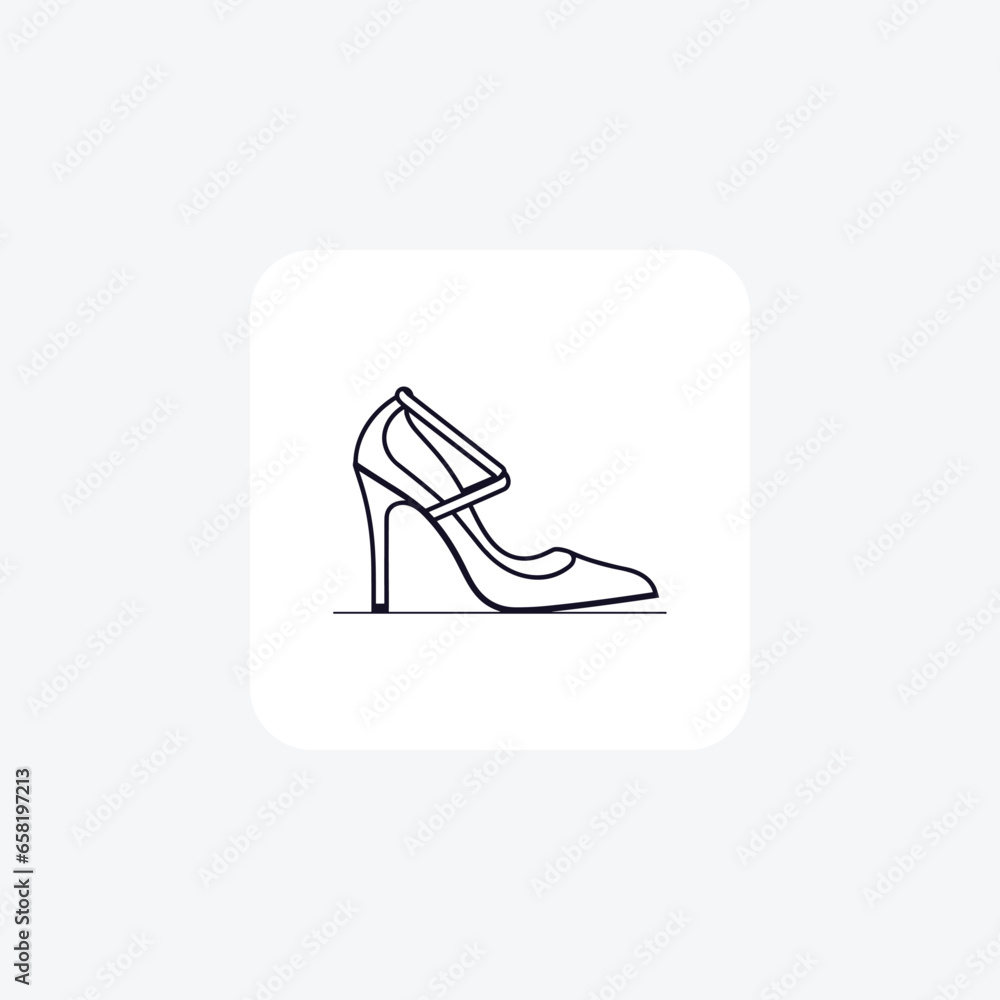 Blue Slingback Heel Women's  Shoes and footwear line Icon set isolated on white background line  vector illustration Pixel perfect

