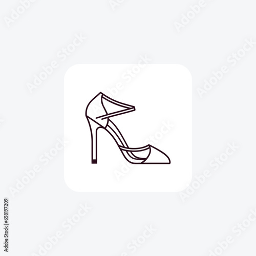Purple Slingback Heel Women's  Shoes and footwear line Icon set isolated on white background line vector illustration Pixel perfect

