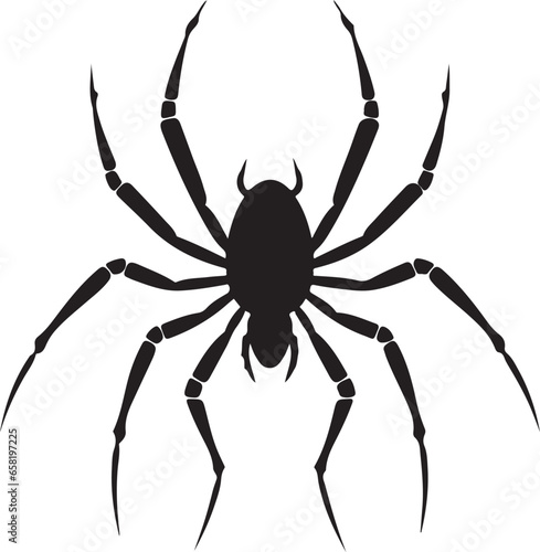 Black spider silhouette scary big spider isolated on white background close-up spider poisonous insect spider vector icon