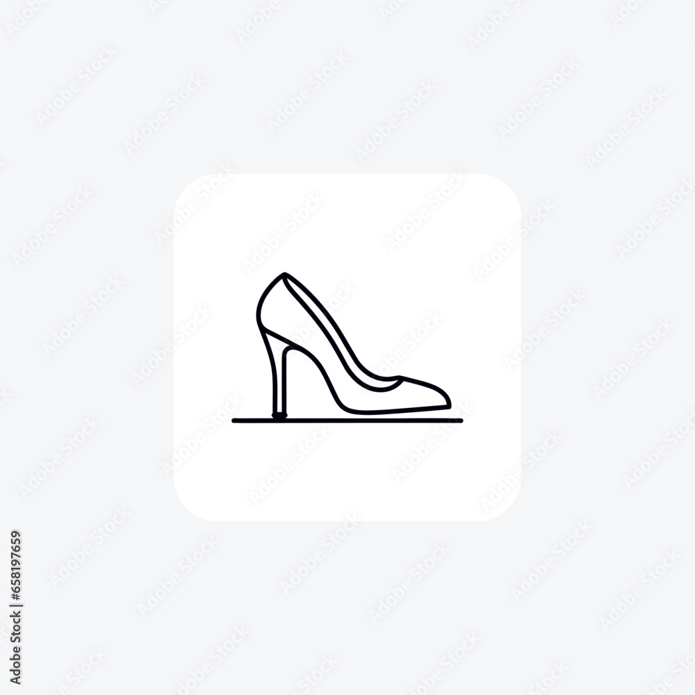 Obraz premium Brown T-Strap Pumps Women's Shoes and footwear line Icon set isolated on white background line vector illustration Pixel perfect
