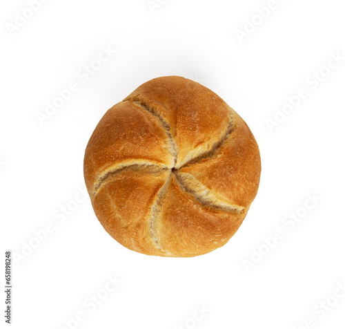 Kaiser roll fresh bun isolated on white background photo