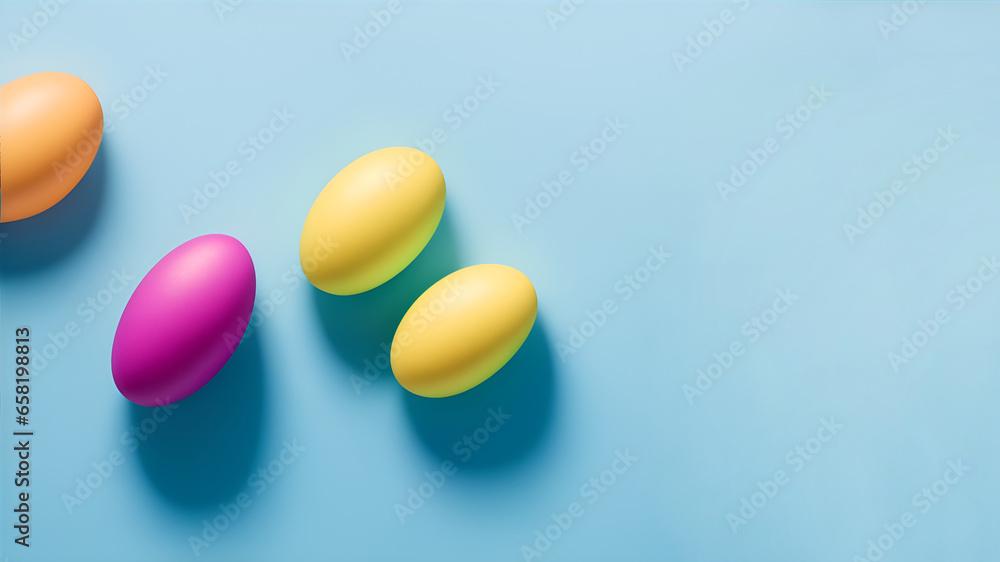 Easter Eggs on a Blue Background Easter Eggs on a Blue Background