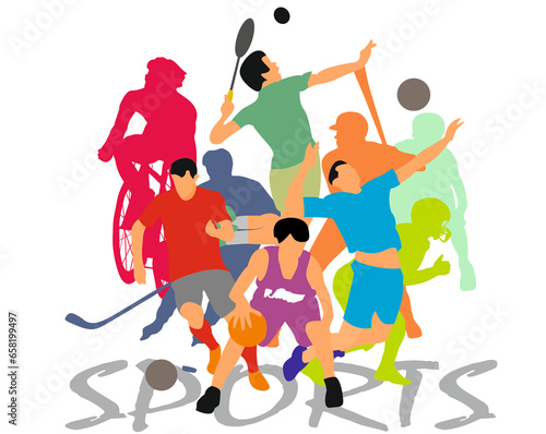 Fototapeta Naklejka Na Ścianę i Meble -  silhouette of a sports persons playing different sports