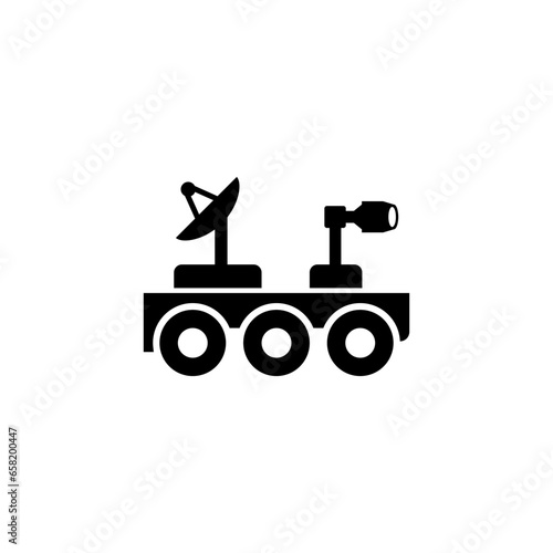 Moon Rover, Lunar Roving Vehicle, Robot. Flat Vector Icon illustration. Simple black symbol on white background. Moon Rover, Lunar Roving Vehicle sign design template for web and mobile UI element