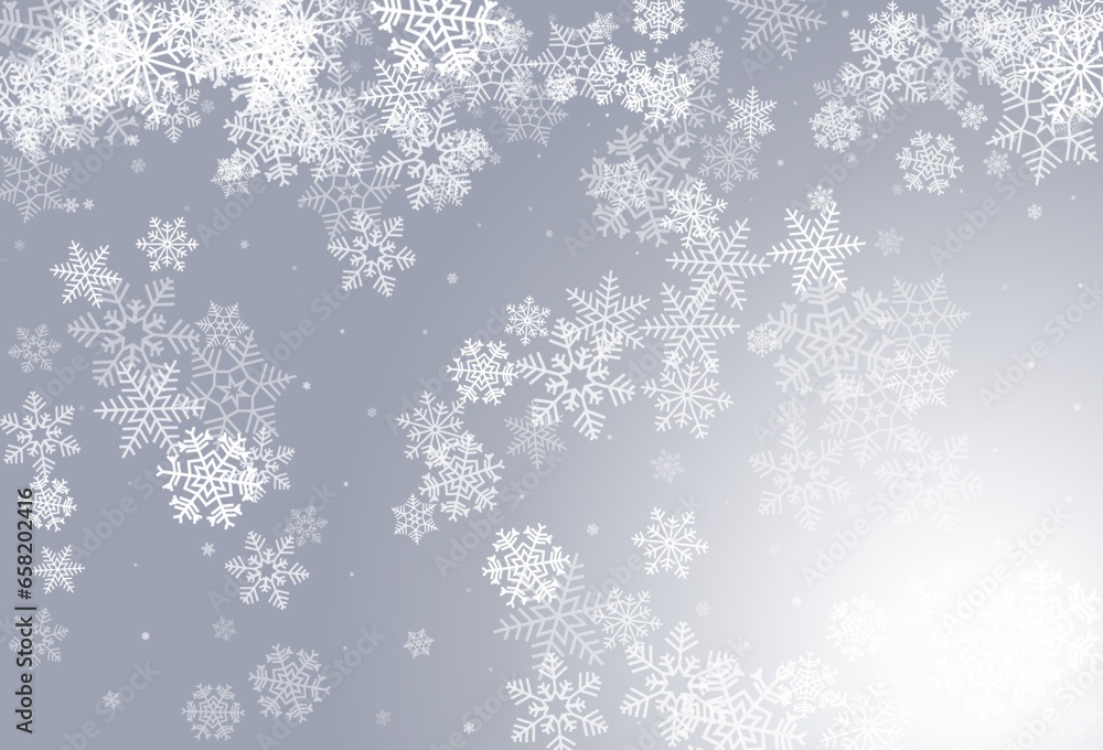 Gray Snowflake Vector Gray Background. Sky Silver