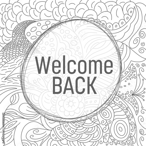 Welcome Back Doodle Element Background Black White Circular Text