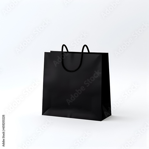 Black shopping bag isolated.