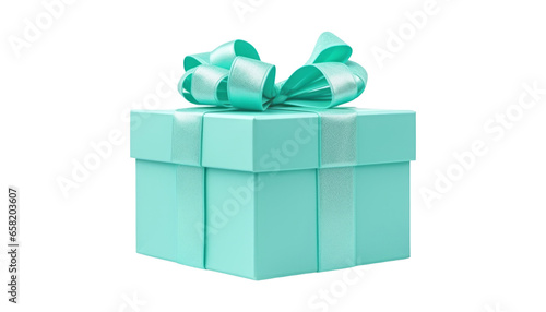 blue gift box isolated on transparent background cutout © Papugrat