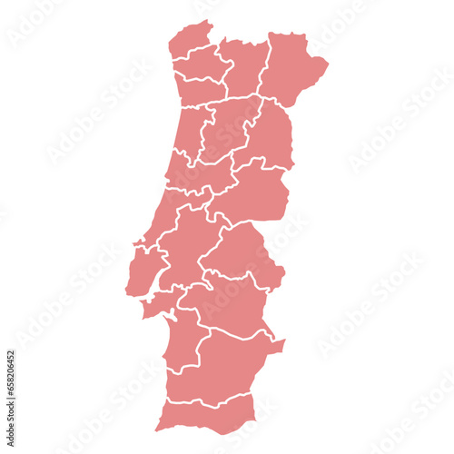 Silhouette and colored (red) portugal map