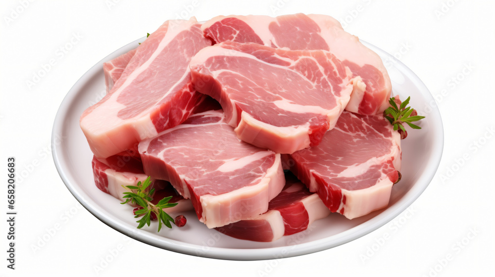 Plate of Raw Pork Chop