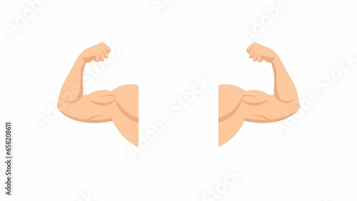 Growth of biceps. 2D animation video. Motion graphics with alpha channel.