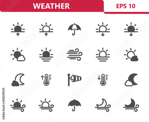 Weather Icons - Forecast  Sun  Moon  Cloud Vector Icon