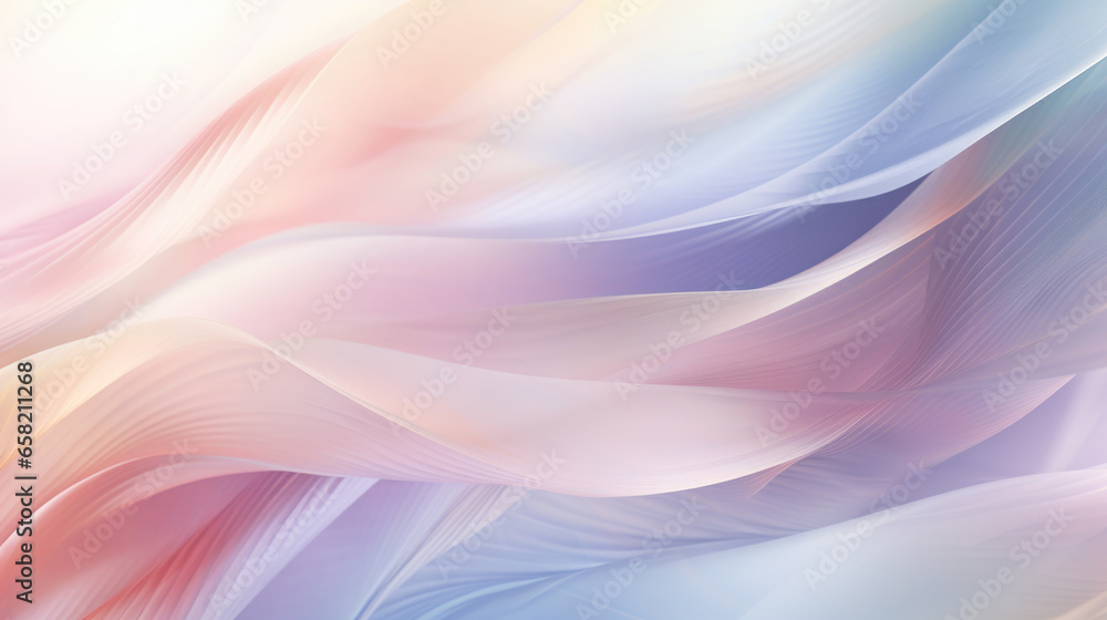 Fototapeta premium Wispy Smooth Wave Pastel Colored Abstract Background, Generative AI