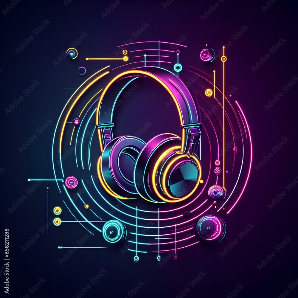 Fototapeta premium Balancing Act: Minimalism Meets Complexity with Engaging Headphone Design