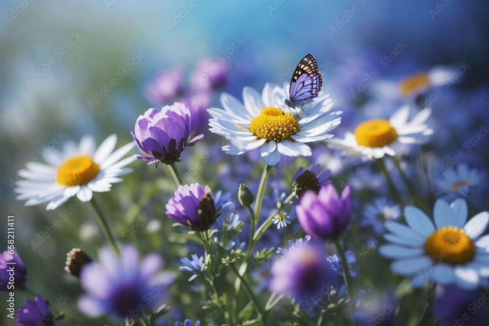 butterfly on a camomile generated Ai butterfly on a camomile generated Ai