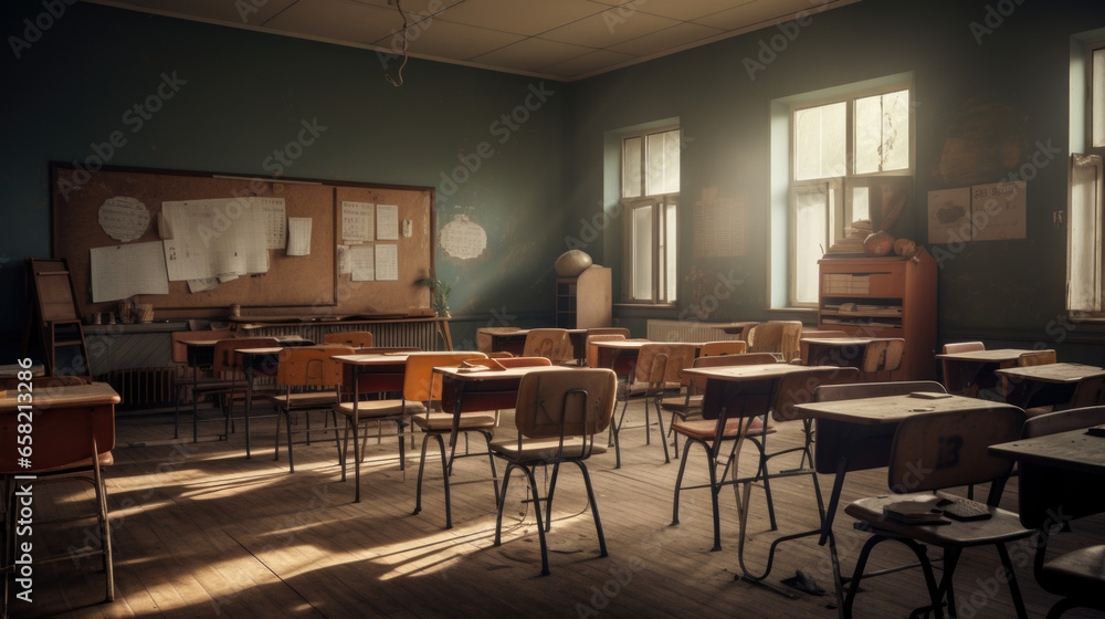 Classroom of the school without student and teacher.