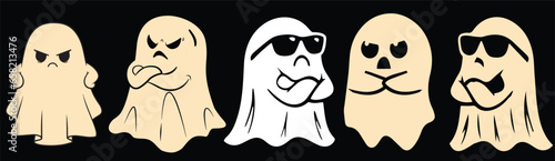 This is Some Boo Sheet Set of Halloween Ghosts for T-shirts and Graphic Designs, Best Retro Vintage Phantoms with Angry Faces and Glasses