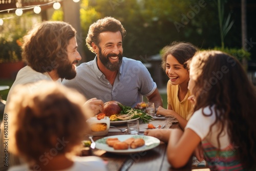 Happy family gathered around the table - heartwarming and joyful.