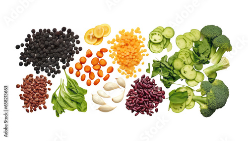 fruit and vegetables isolated on transparent background cutout