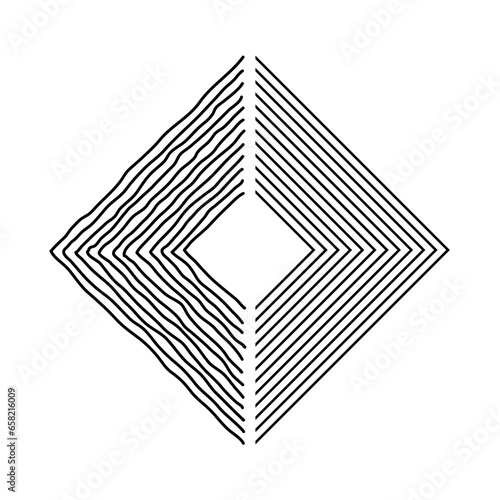 Rhombus aesthetic hand drawn Contemporary printable pattern with abstract Minimal elegant line brush stroke trandy. Boho background in minimalist mid century style vector