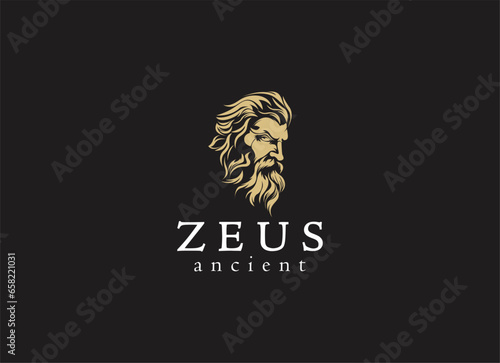 Ancient greek zeus logo design. Vintage zeus logo vector