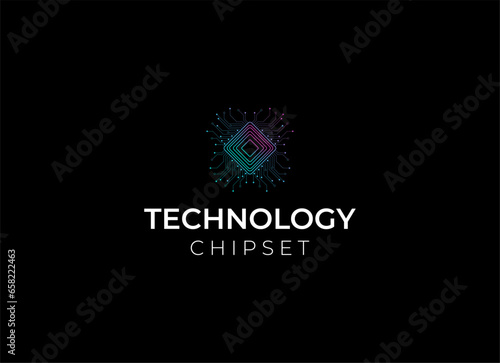 internal chipset data wire and technology logo design