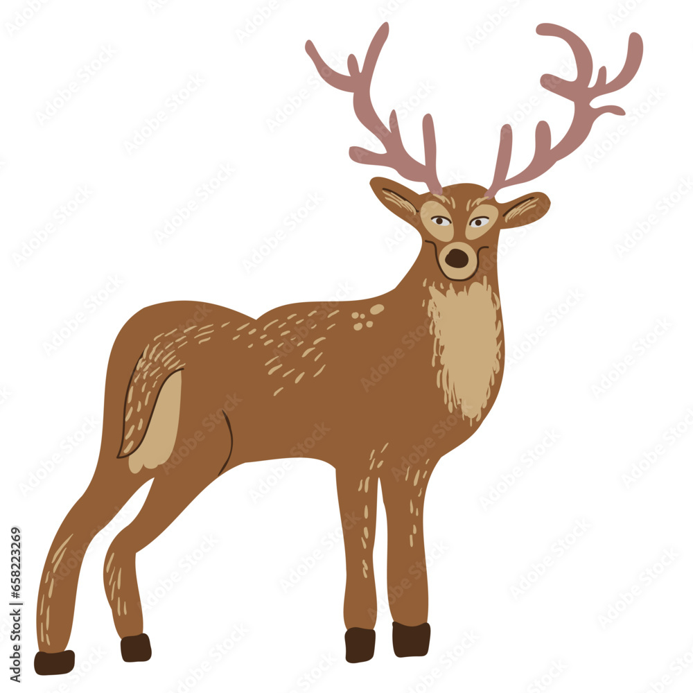 Fototapeta premium deer in vector. artiodactyl mammal. fishing line beast. Template for logo poster icon for application website. A series of animal images in flat style