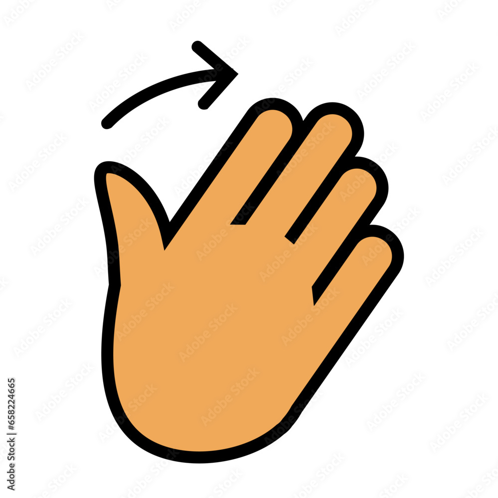 Illustration Vector Graphic of Wave, right, hand gestures Icon Illustration Vector Graphic of Wave, right, hand gestures Icon
