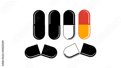 Medicine Capsule silhouette, a set of pills