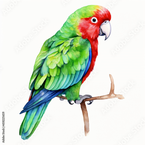 Watercolor parrot isolated on white background 