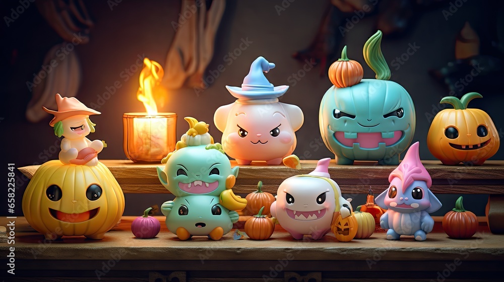 Obraz premium funny 3d pumpkin figurines for halloween