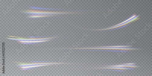 Vector rainbow crystal lights png. Rainbow comet. Light effect of a diamond explosion with glare. Blur effect with floating delicate sparkles and glass. Soaring plasma effect.
