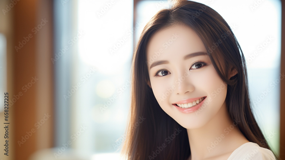 Light portrait of a white smiling woman