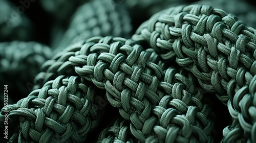 A rope of vibrant green fabric knots around itself, evoking feelings of entanglement and complexity