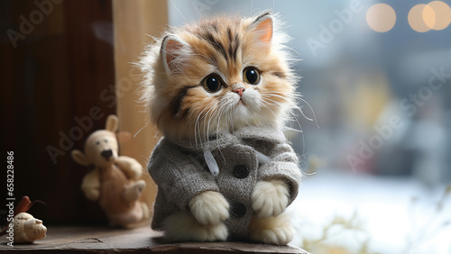 A baby cat so cute it's indistinguishable from a doll.