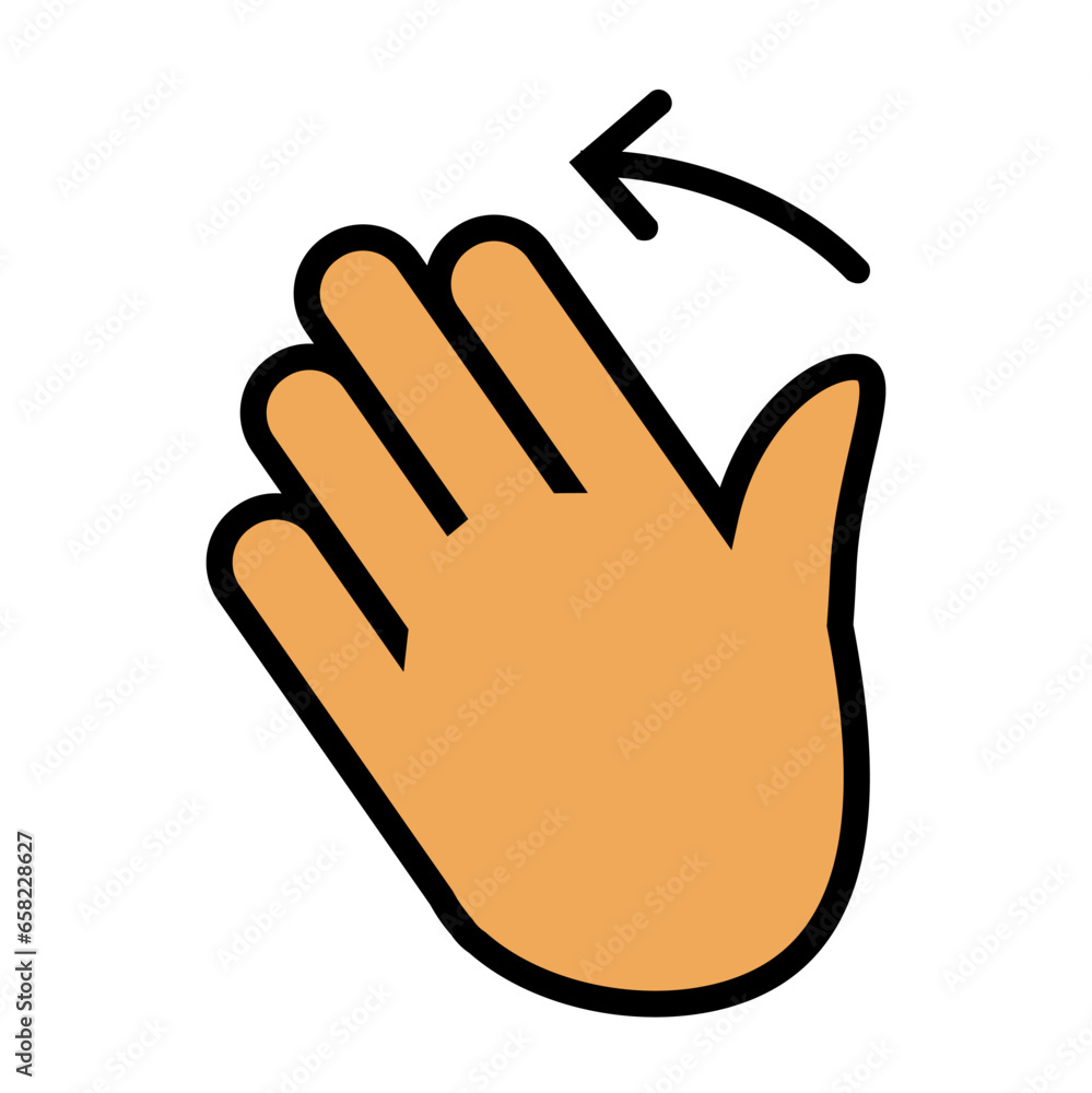 Illustration Vector Graphic of Wave, left, hand gestures Icon Illustration Vector Graphic of Wave, left, hand gestures Icon
