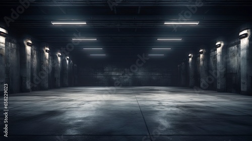 Empty dark underground tunn...