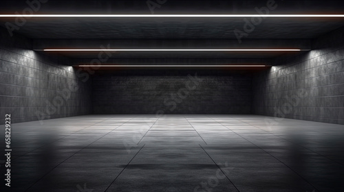 Empty dark underground tunn...