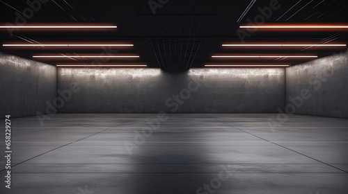 Empty dark underground tunn...