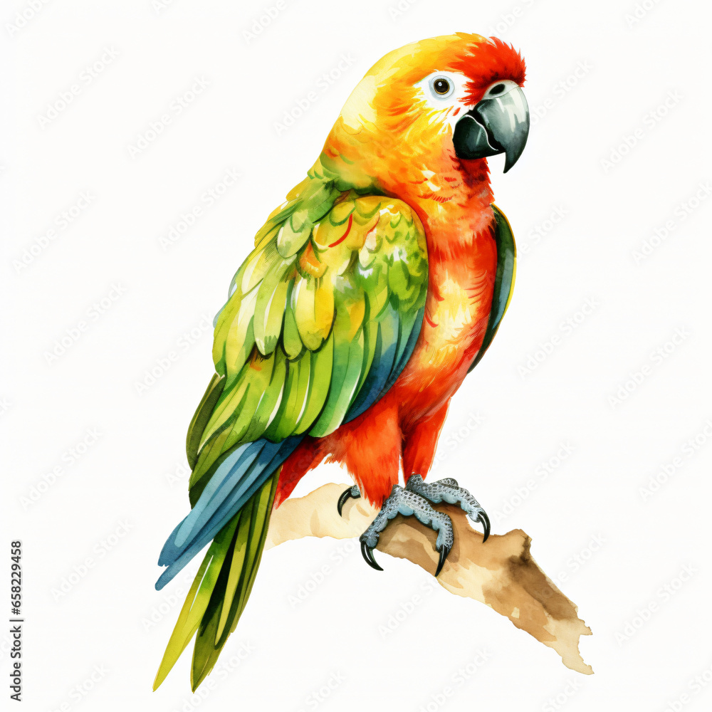 Watercolor Vulturine parrot isolated on white background
