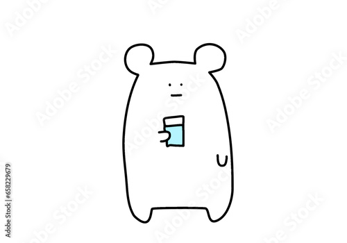 White bear has a glass of water 