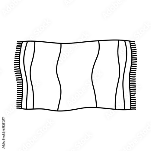 black and white cartoon beach towel isolated