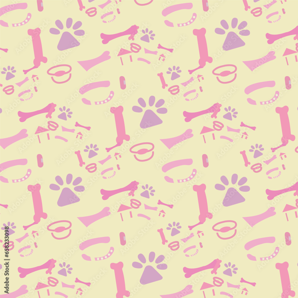 beloved dog icon doodle seamless pattern design with adobe illustrator.eps
