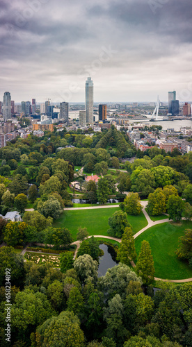 View on the skyline of Rotterdam seen from the Euromast