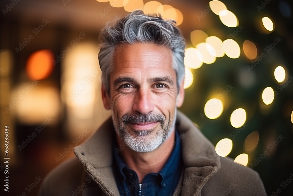 Portrait of a handsome senior man smiling at the camera with bokeh background