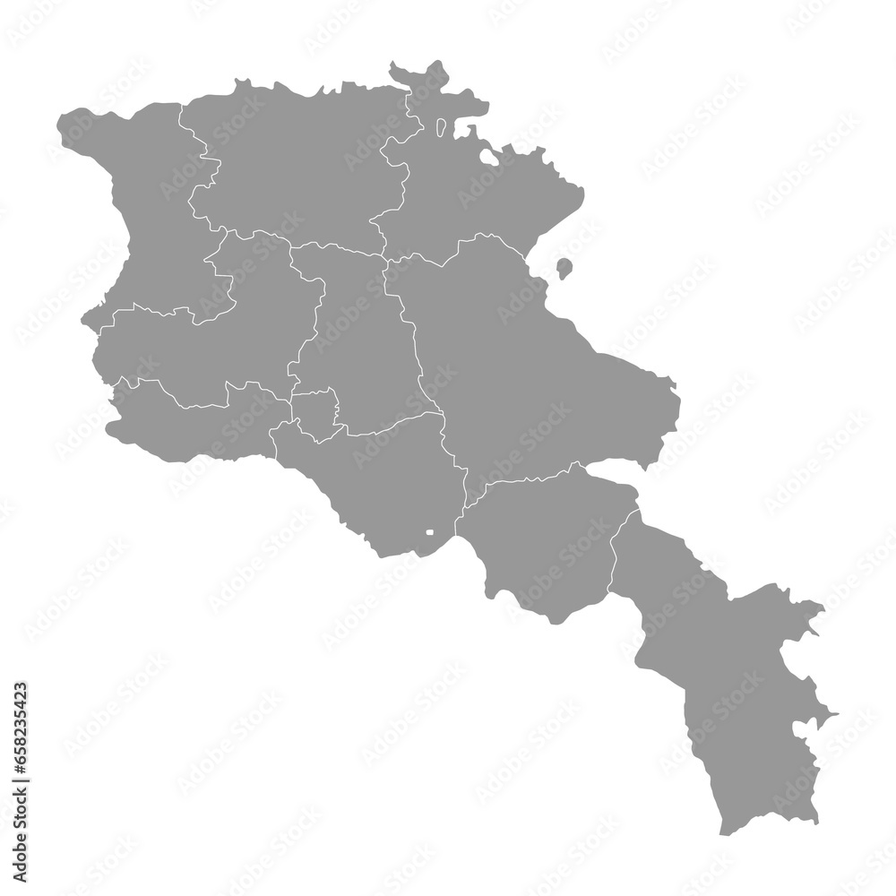 Armenia map with administrative divisions.