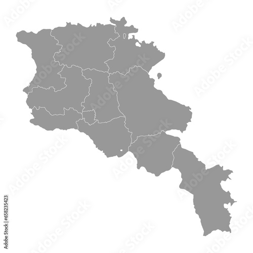 Armenia map with administrative divisions.