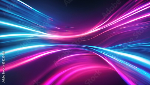 abstract futuristic background with pink blue glowing neon moving high speed wave lines and bokeh lights. Data transfer concept Fantastic wallpaper, Ai Generative photo