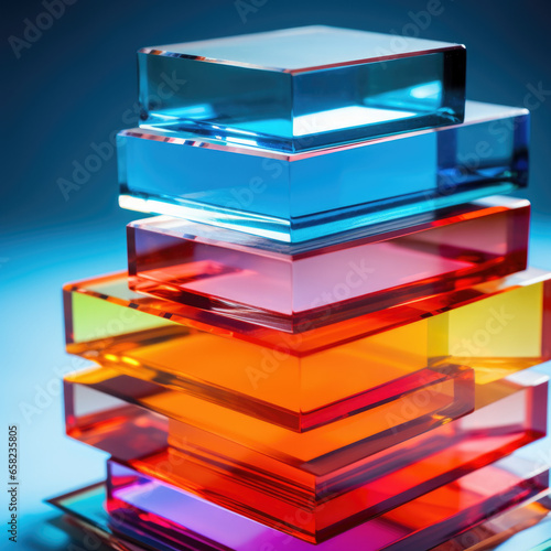 light through Stack of different colors Cast Acrylic Sheet.